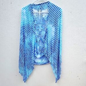 Blue and White Striped Cardigan